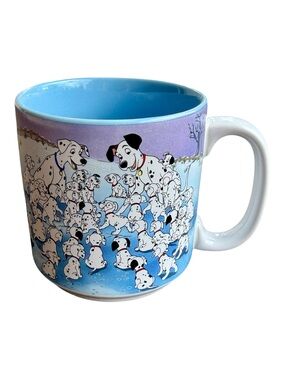 VTG '90s Disney 101 Dalmatians Cruella De Vil & Puppies Double-Sided Ceramic Mug